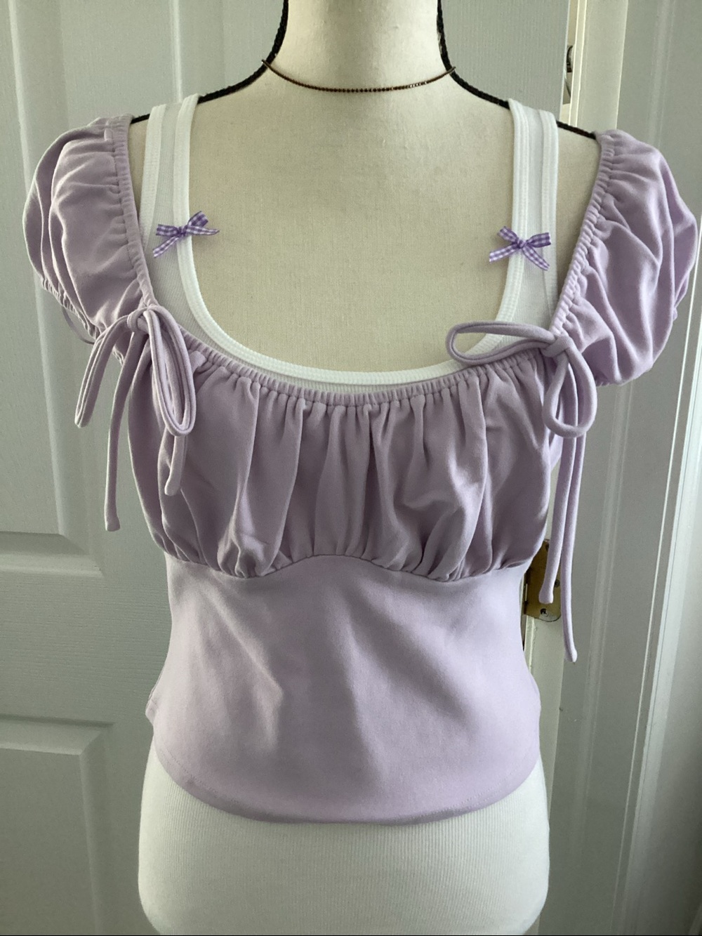 lilac boho ruched knit top